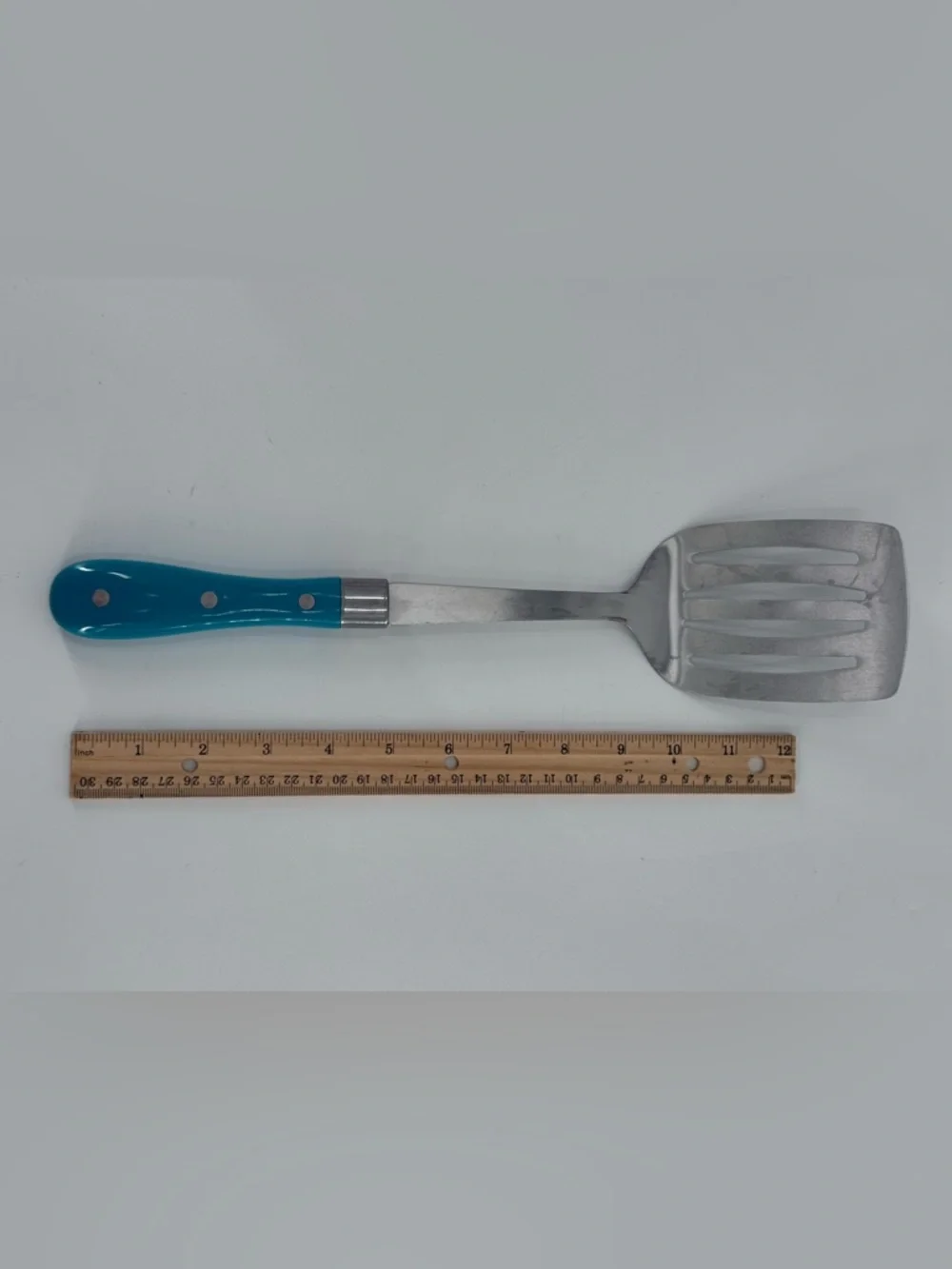 PIONEER WOMAN STAINLESS‎ STEEL SLOTTED TURNER SPATULA UTENSIL AQUA HANDLE